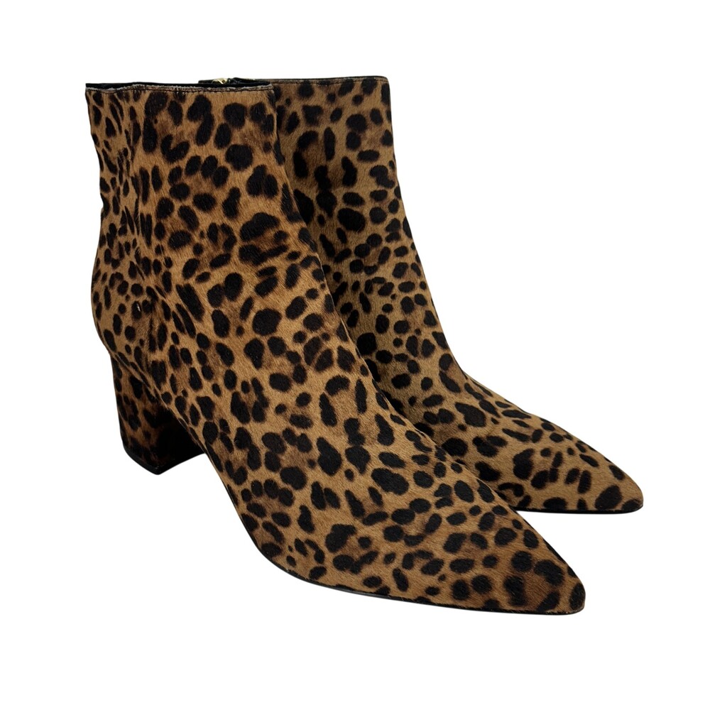 Marc Fisher LTD Boots Womens Size 8 Jarlily Brown Multi Pony Leopard Ankle